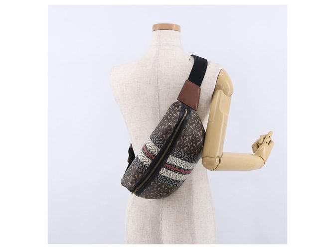 Borsello da vita BURBERRY PVC Brown Gold Auth 197864 Marrone D'oro - vista 23