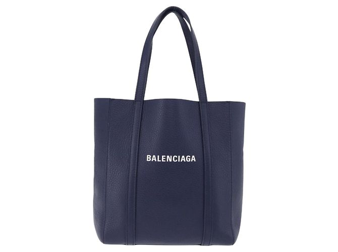 BALENCIAGA Everyday XXS Hand Bag Leather 2way Navy Silver 551815 Auth 197884V Argento Blu navy - vista 13