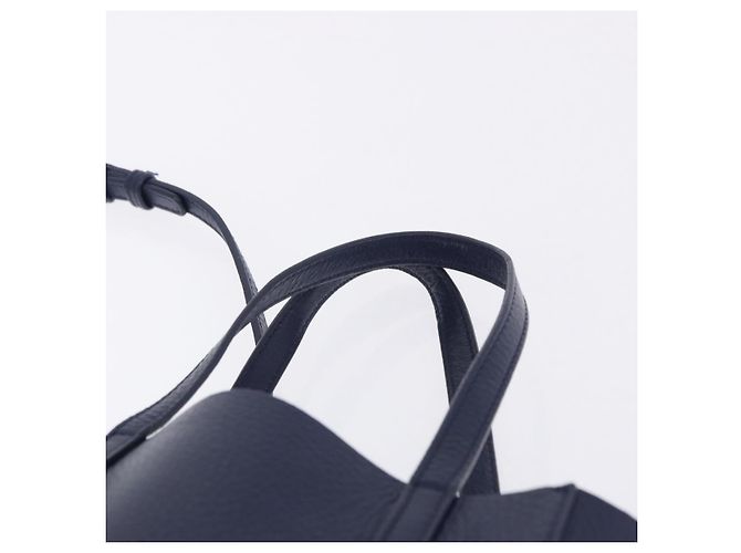 BALENCIAGA Everyday XXS Hand Bag Leather 2way Navy Silver 551815 Auth 197884V Argento Blu navy - vista 14
