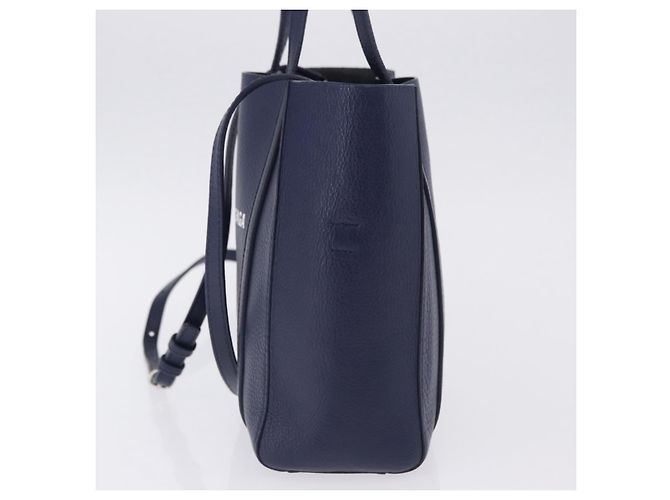 BALENCIAGA Everyday XXS Hand Bag Leather 2way Navy Silver 551815 Auth 197884V Argento Blu navy - vista 3