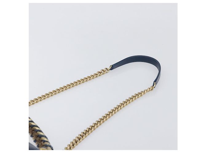 CHANEL Borsa a Tracolla Matelassé con Catena in Pelle 2way Navy Gold CC Auth 197156V D'oro Blu navy - vista 15