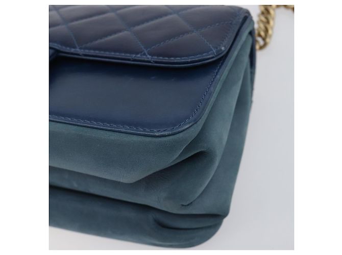CHANEL Borsa a Tracolla Matelassé con Catena in Pelle 2way Navy Gold CC Auth 197156V D'oro Blu navy - vista 16