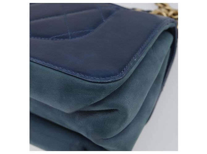 CHANEL Borsa a Tracolla Matelassé con Catena in Pelle 2way Navy Gold CC Auth 197156V D'oro Blu navy - vista 18