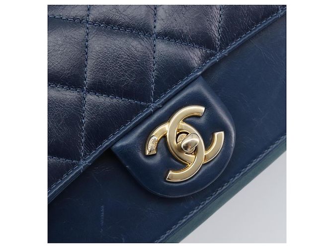 CHANEL Borsa a Tracolla Matelassé con Catena in Pelle 2way Navy Gold CC Auth 197156V D'oro Blu navy - vista 20
