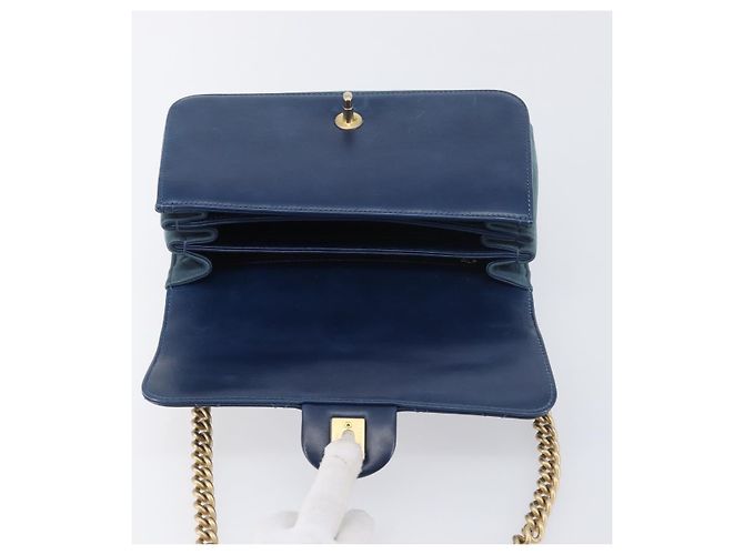 CHANEL Borsa a Tracolla Matelassé con Catena in Pelle 2way Navy Gold CC Auth 197156V D'oro Blu navy - vista 21