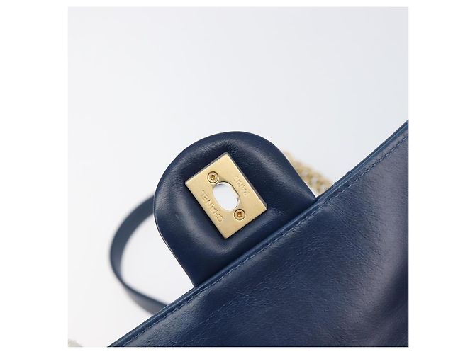 CHANEL Borsa a Tracolla Matelassé con Catena in Pelle 2way Navy Gold CC Auth 197156V D'oro Blu navy - vista 22