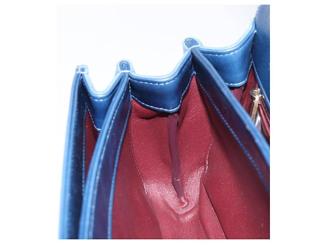 CHANEL Borsa a Tracolla Matelassé con Catena in Pelle 2way Navy Gold CC Auth 197156V D'oro Blu navy - vista 25