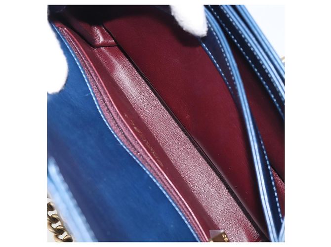 CHANEL Borsa a Tracolla Matelassé con Catena in Pelle 2way Navy Gold CC Auth 197156V D'oro Blu navy - vista 26