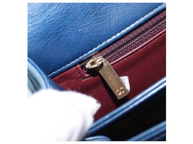 CHANEL Borsa a Tracolla Matelassé con Catena in Pelle 2way Navy Gold CC Auth 197156V D'oro Blu navy - vista 27