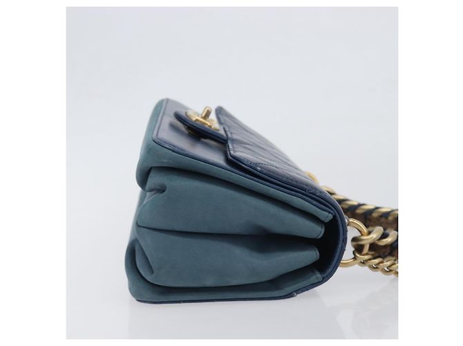 CHANEL Borsa a Tracolla Matelassé con Catena in Pelle 2way Navy Gold CC Auth 197156V D'oro Blu navy - vista 3