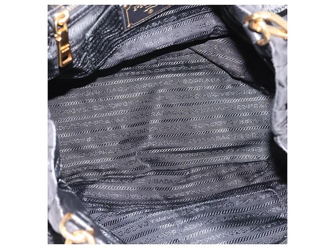Borsa a mano arricciata PRADA Nylon 2way Nero Oro Auth 199147V D'oro - vista 10