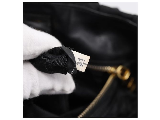 Borsa a mano arricciata PRADA Nylon 2way Nero Oro Auth 199147V D'oro - vista 11
