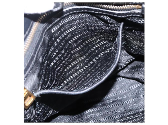 Borsa a mano arricciata PRADA Nylon 2way Nero Oro Auth 199147V D'oro - vista 24