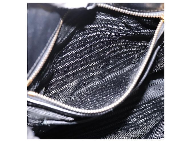 Borsa a mano arricciata PRADA Nylon 2way Nero Oro Auth 199147V D'oro - vista 26