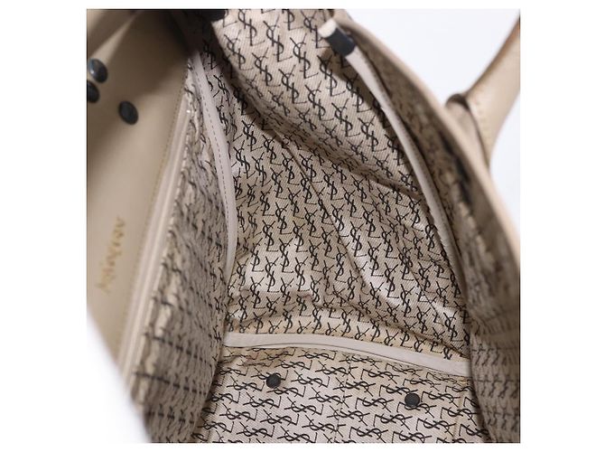 Borsa a mano SAINT LAURENT in pelle e PVC Beige Auth ka5883 - vista 19
