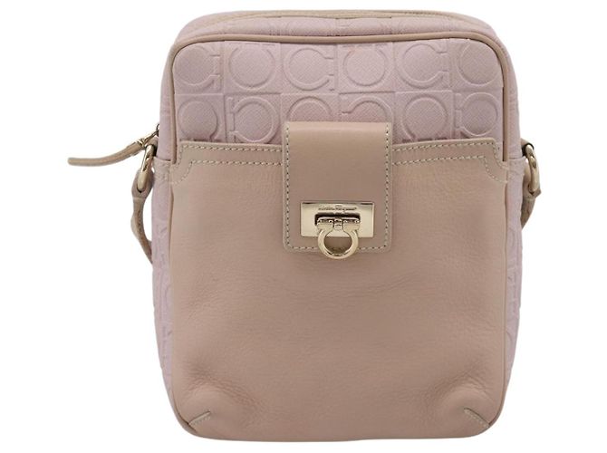 Borsa a tracolla Salvatore Ferragamo Gancini in pelle rosa e oro Auth ka5915A D'oro - vista 13