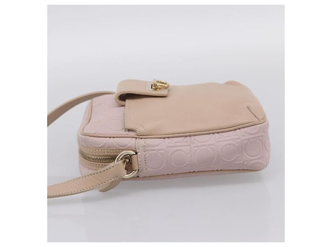 Borsa a tracolla Salvatore Ferragamo Gancini in pelle rosa e oro Auth ka5915A D'oro - vista 3