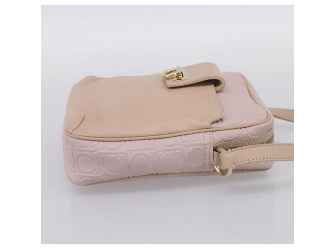 Borsa a tracolla Salvatore Ferragamo Gancini in pelle rosa e oro Auth ka5915A D'oro - vista 4