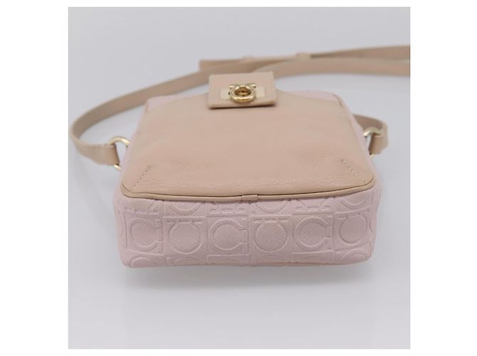 Borsa a tracolla Salvatore Ferragamo Gancini in pelle rosa e oro Auth ka5915A D'oro - vista 5