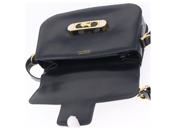 Céline CELINE Borsa a spalla Horse Carriage in pelle nera e oro Auth 199572 Nero D'oro - vista 10