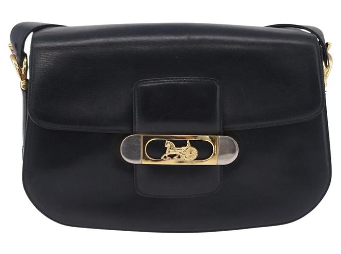 Céline CELINE Borsa a spalla Horse Carriage in pelle nera e oro Auth 199572 Nero D'oro - vista 13