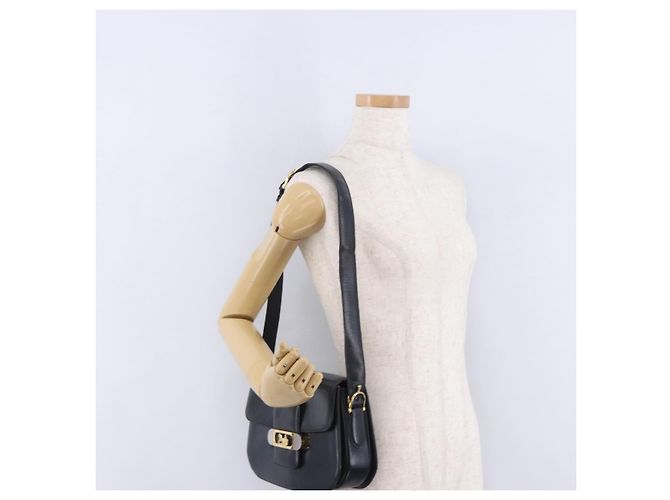 Céline CELINE Borsa a spalla Horse Carriage in pelle nera e oro Auth 199572 Nero D'oro - vista 26