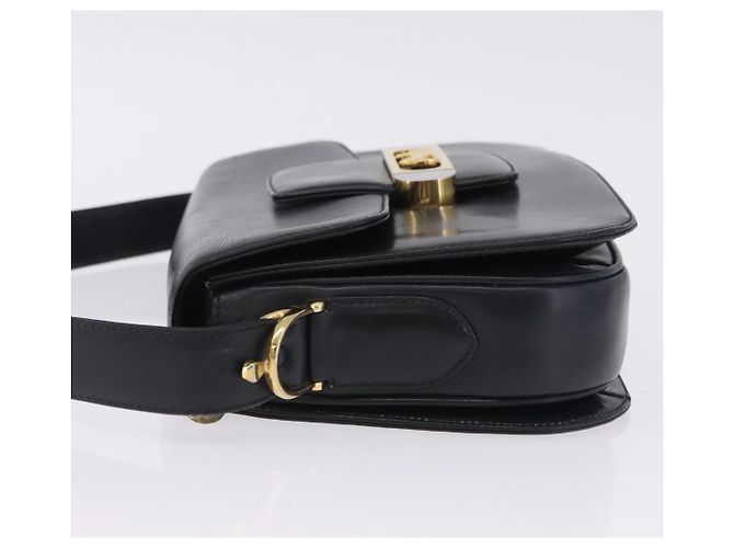 Céline CELINE Borsa a spalla Horse Carriage in pelle nera e oro Auth 199572 Nero D'oro - vista 4