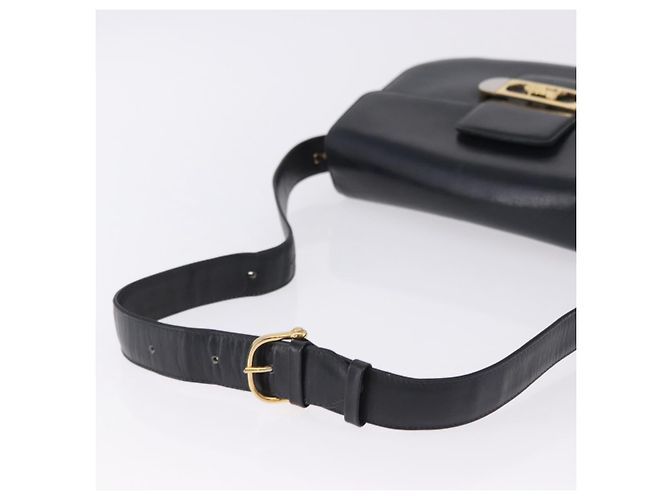 Céline CELINE Borsa a spalla Horse Carriage in pelle nera e oro Auth 199572 Nero D'oro - vista 7