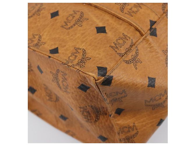 Borsa Tote MCM Vicetos Logogram PVC Leather Brown Gold Auth 199646 Marrone D'oro - vista 14