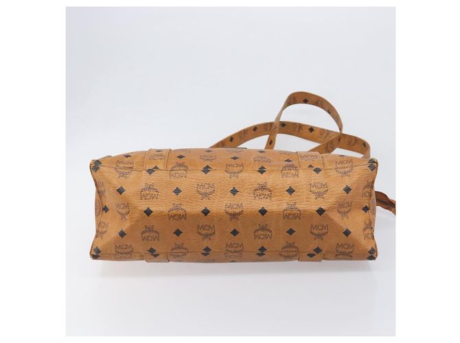 Borsa Tote MCM Vicetos Logogram PVC Leather Brown Gold Auth 199646 Marrone D'oro - vista 5