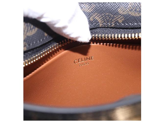 Céline CELINE Triomphe Medium Tilley Bag Borsa a tracolla PVC Black Auth SW2664SAM Nero - vista 18