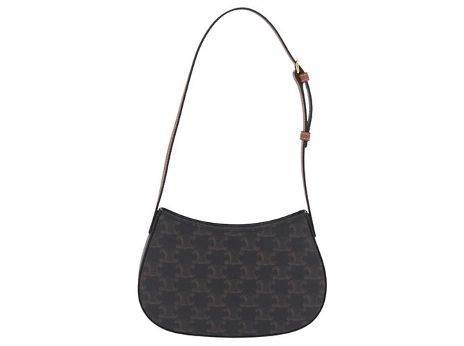 Céline CELINE Triomphe Medium Tilley Bag Borsa a tracolla PVC Black Auth SW2664SAM Nero - vista 2