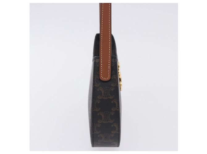 Céline CELINE Triomphe Medium Tilley Bag Borsa a tracolla PVC Black Auth SW2664SAM Nero - vista 4