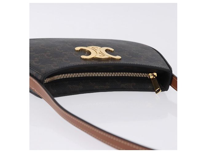 Céline CELINE Triomphe Medium Tilley Bag Borsa a tracolla PVC Black Auth SW2664SAM Nero - vista 6