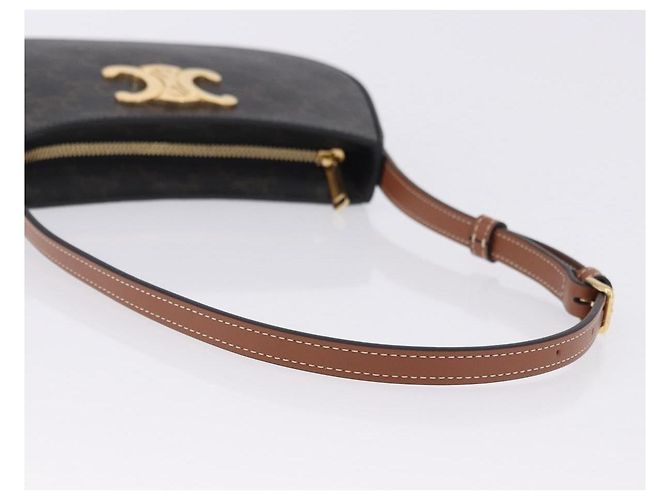 Céline CELINE Triomphe Medium Tilley Bag Borsa a tracolla PVC Black Auth SW2664SAM Nero - vista 7
