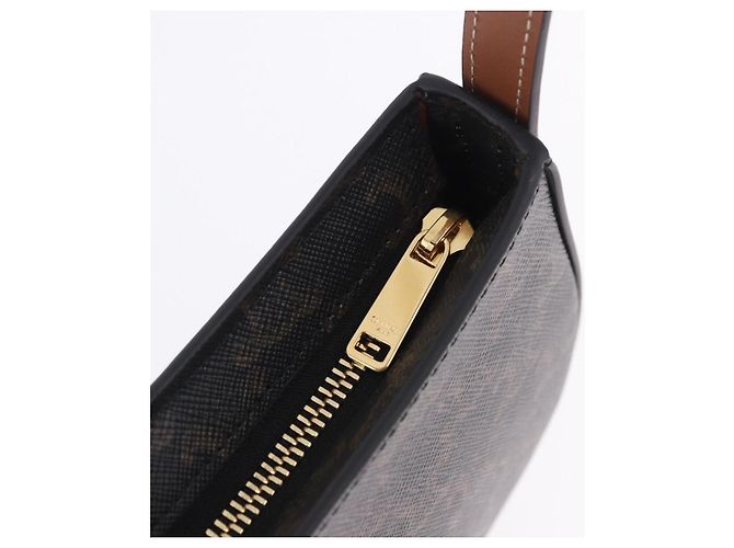 Céline CELINE Triomphe Medium Tilley Bag Borsa a tracolla PVC Black Auth SW2664SAM Nero - vista 9