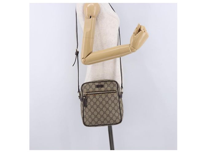 Borsa a tracolla GUCCI GG Supreme PVC Beige Gold 233268 Auth 197812 D'oro - vista 27