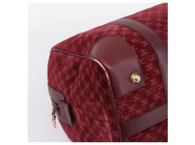 Céline Borsa Boston CELINE Macadam Canvas Suede Bordeaux Gold Auth 199667 D'oro Bordò - vista 14