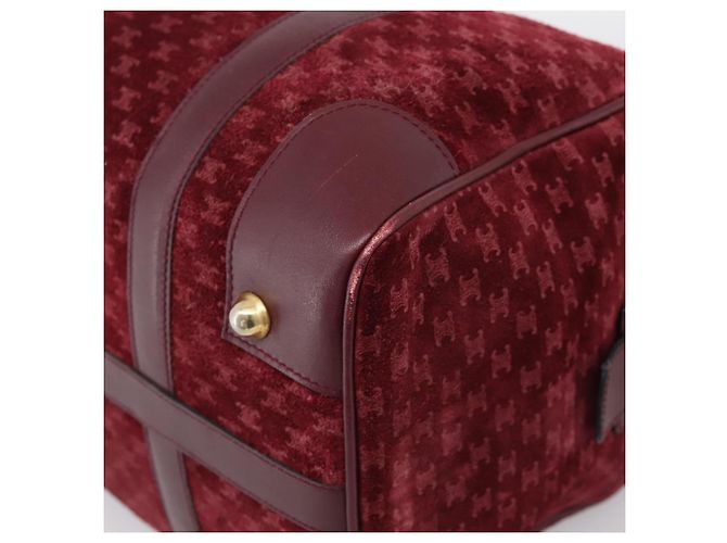 Céline Borsa Boston CELINE Macadam Canvas Suede Bordeaux Gold Auth 199667 D'oro Bordò - vista 15