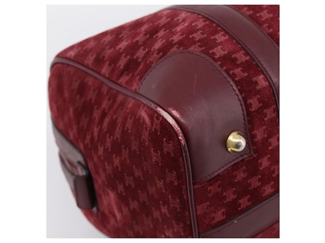 Céline Borsa Boston CELINE Macadam Canvas Suede Bordeaux Gold Auth 199667 D'oro Bordò - vista 16