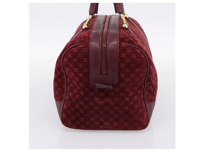 Céline Borsa Boston CELINE Macadam Canvas Suede Bordeaux Gold Auth 199667 D'oro Bordò - vista 4