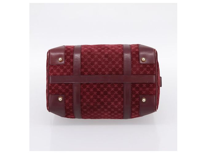 Céline Borsa Boston CELINE Macadam Canvas Suede Bordeaux Gold Auth 199667 D'oro Bordò - vista 5