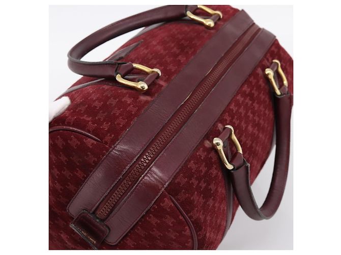 Céline Borsa Boston CELINE Macadam Canvas Suede Bordeaux Gold Auth 199667 D'oro Bordò - vista 6