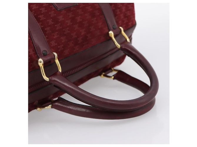 Céline Borsa Boston CELINE Macadam Canvas Suede Bordeaux Gold Auth 199667 D'oro Bordò - vista 7