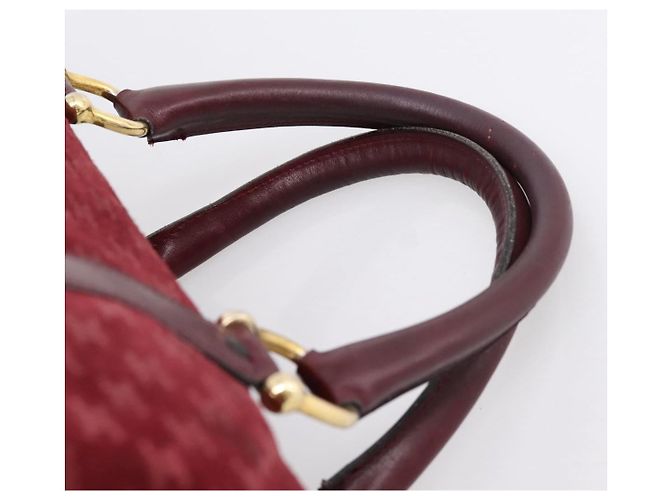 Céline Borsa Boston CELINE Macadam Canvas Suede Bordeaux Gold Auth 199667 D'oro Bordò - vista 8