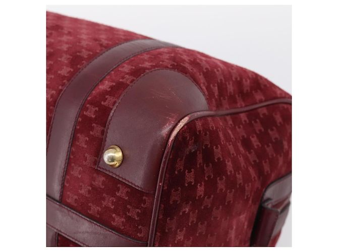 Céline Borsa Boston CELINE Macadam Canvas Suede Bordeaux Gold Auth 199667 D'oro Bordò - vista 9