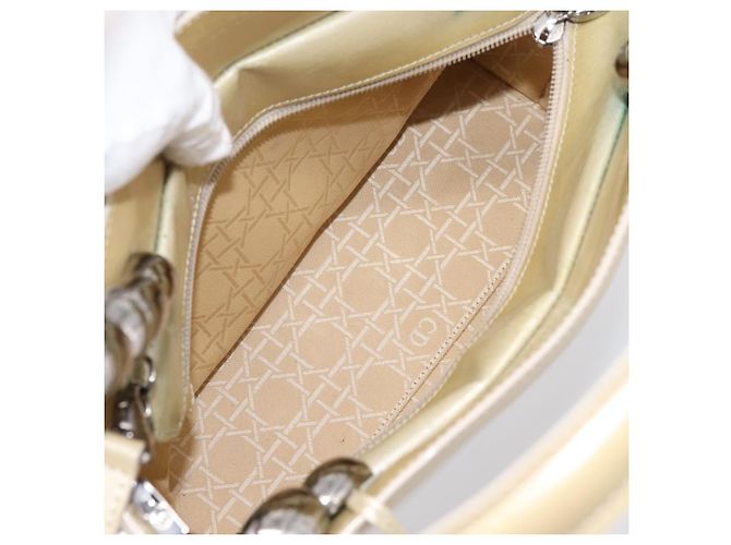Borsa Christian Dior Maris Pearl Patent 2way Beige Silver Auth ep15732 Argento - vista 11