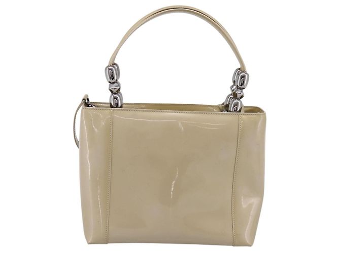 Borsa Christian Dior Maris Pearl Patent 2way Beige Silver Auth ep15732 Argento - vista 2