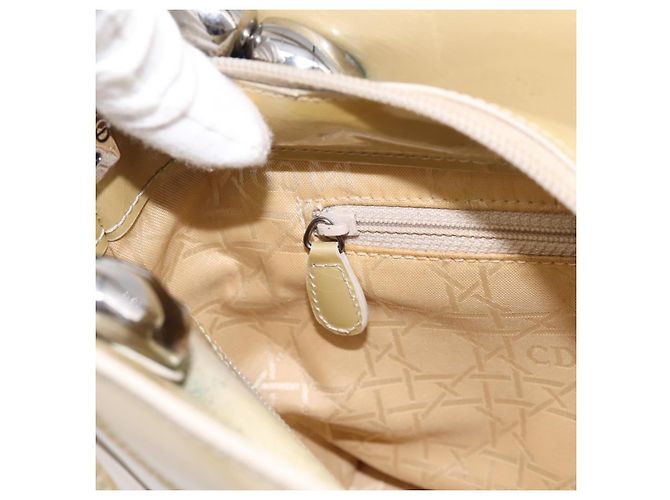 Borsa Christian Dior Maris Pearl Patent 2way Beige Silver Auth ep15732 Argento - vista 24