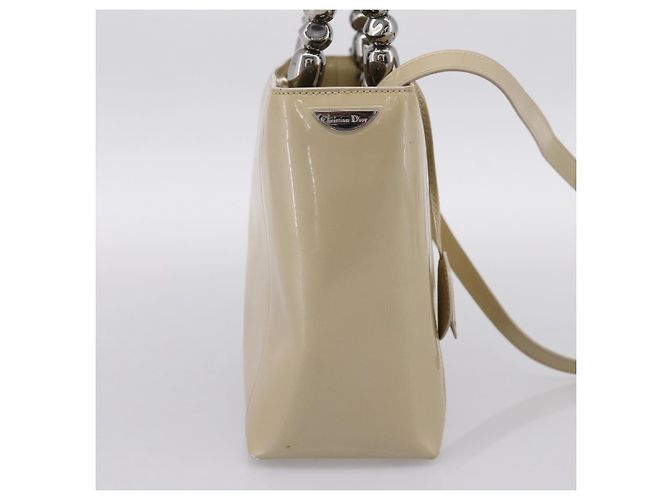Borsa Christian Dior Maris Pearl Patent 2way Beige Silver Auth ep15732 Argento - vista 3